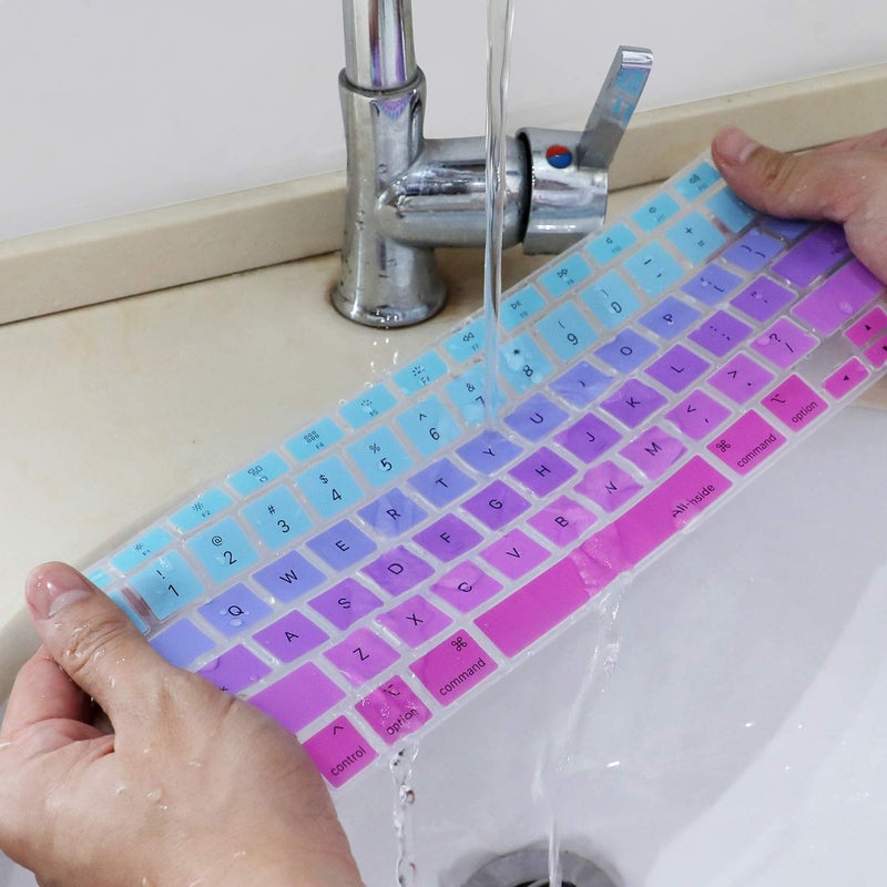 Allinside Silicone Keyboard Cover for New MacBook Air 13 inch A2179 Released in 2020 with Touch ID and Retina Display US Version, Ombre Blue Pink - Image 5